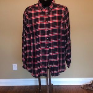 Navy plaid blouse